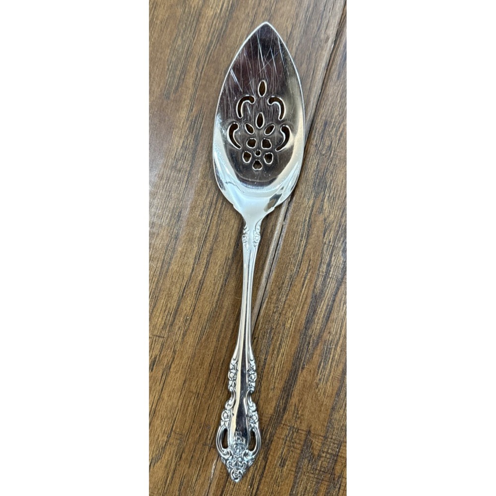Vintage‎ Oneida Community Stainless Steel BRAHMS PIERCED PIE CAKE SERVER Roses